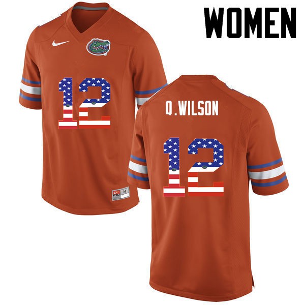 Florida Gators Women #12 Quincy Wilson College Football Jersey USA Flag Fashion Orange